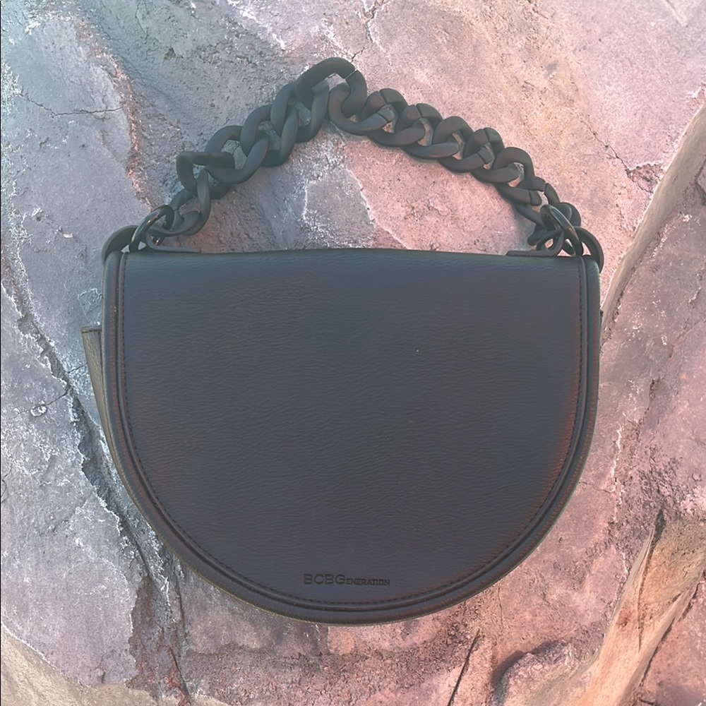 BCBGeneration Black Shoulder Bag with Braided Handle